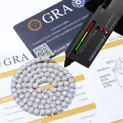 Ice Cube Moissanite Chain – Unique S925 Sterling Silver Iced-Out Hip Hop Men’s Luxury Streetwear Necklace - CaratixJewelry