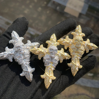 Iced Out Skull Cross Pendant Necklace – Hip Hop CZ - CaratixJewelry
