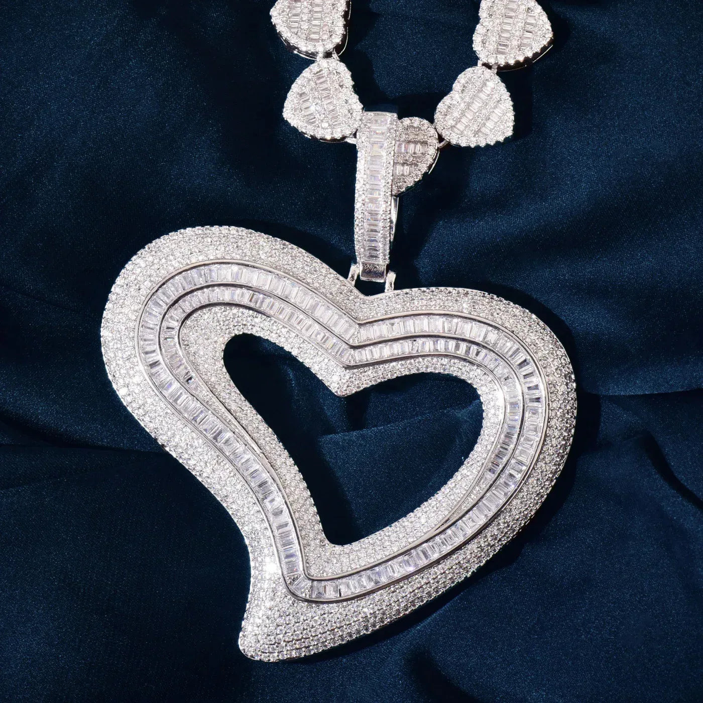 Large Hollow Heart Pendant Necklace | CZ Hip Hop Minimalist Fashion Jewelry - CaratixJewelry