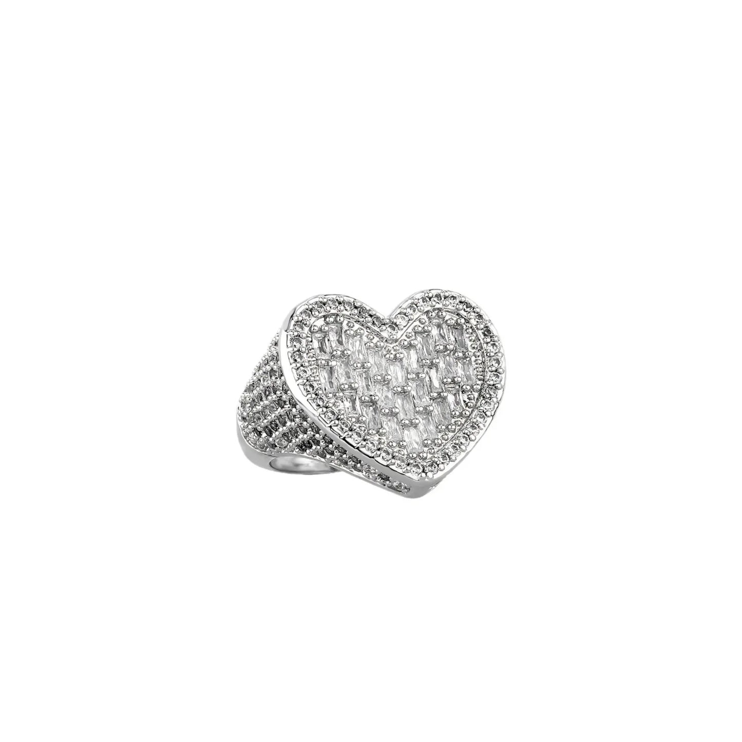 Men's Iced Out Broken Heart Ring | Baguette Cut Cuban Link Band | Caratix