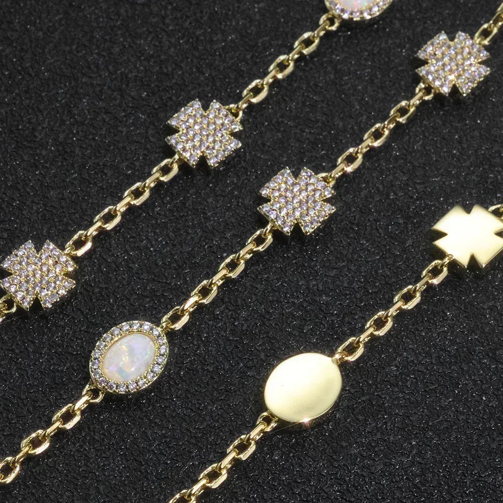 Custom Opal Cross Bracelet Iced Out Chain Style for Rapper | Caratix - CaratixJewelry