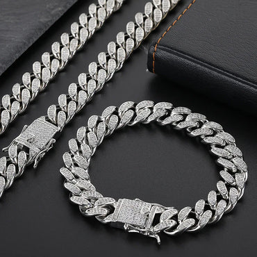 Custom 12mm Double-Row Iced Out Cuban Link - CaratixJewelry