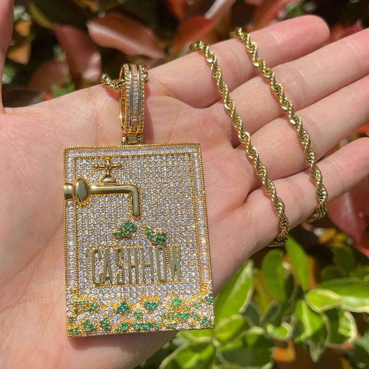 Iced Out "Cash Claw" Pendant | Men's Real Copper CZ Money Grabber Necklace - CaratixJewelry