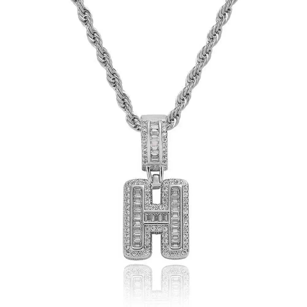 Custom Iced-Out Letter Pendant Necklace with Zircon Stones for Men | Caratix Jewelry - CaratixJewelry