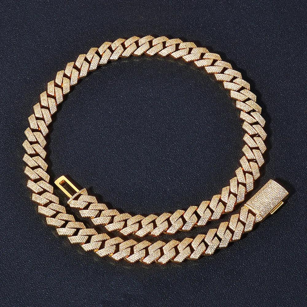 Hip Hop Jewelry 15mm S925 Silver Cuban Link Necklace – 4-Row CZ Pave, Custom Men’s Pendant | Caratix Jewelry - CaratixJewelry