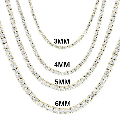 Iced Out Single Row Tennis Chain Necklace Copper Zircon in Multiple Sizes | Caratix Jewelry - CaratixJewelry