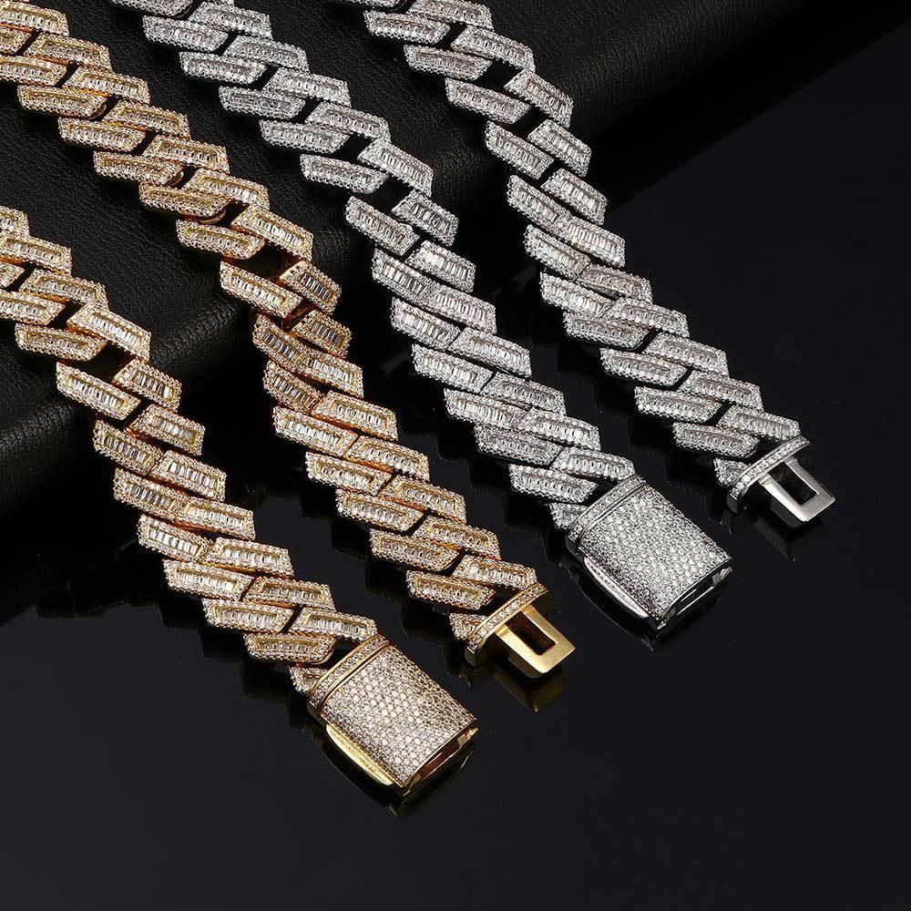 18mm Mixed Link Cuban Chain Bracelet with Zircon - CaratixJewelry
