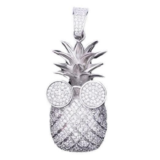 Iced Out 'Cool Pineapple' with Glasses Pendant | Men's Tropical Hip Hop Fruit Necklace | Premium Copper CZ Swag Jewelry | Summer Vacation Bling | Caratix - CaratixJewelry