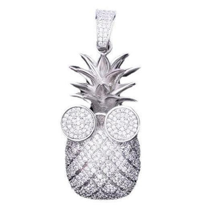 Iced Out 'Cool Pineapple' with Glasses Pendant | Men's Tropical Hip Hop Fruit Necklace | Premium Copper CZ Swag Jewelry | Summer Vacation Bling | Caratix - CaratixJewelry