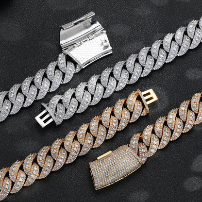 14mm Full Iced Out Bubble Cuban Set | Heavyweight Necklace & Bracelet Rapper Chain | Caratix - CaratixJewelry