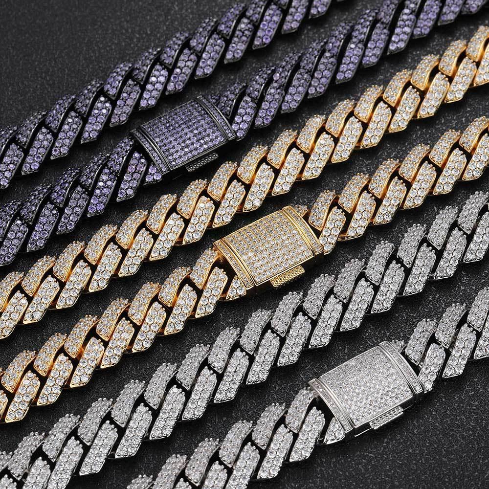 15mm Double Row Iced Out Cut Cuban Chain Zircon Necklace - CaratixJewelry