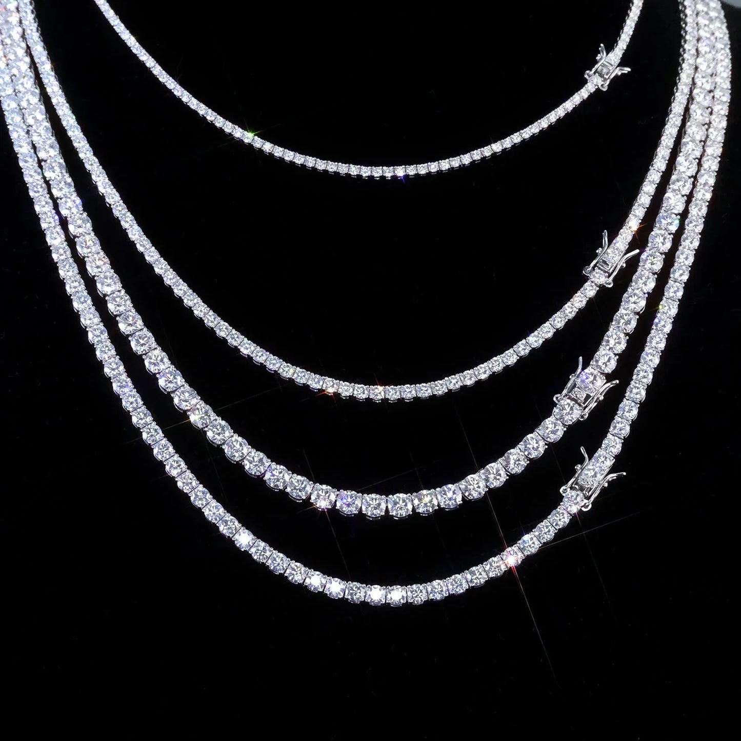 Custom S925 Sterling Silver Tennis Chain | Classic Plug-Clasp Bling Jewelry | Caratix - CaratixJewelry