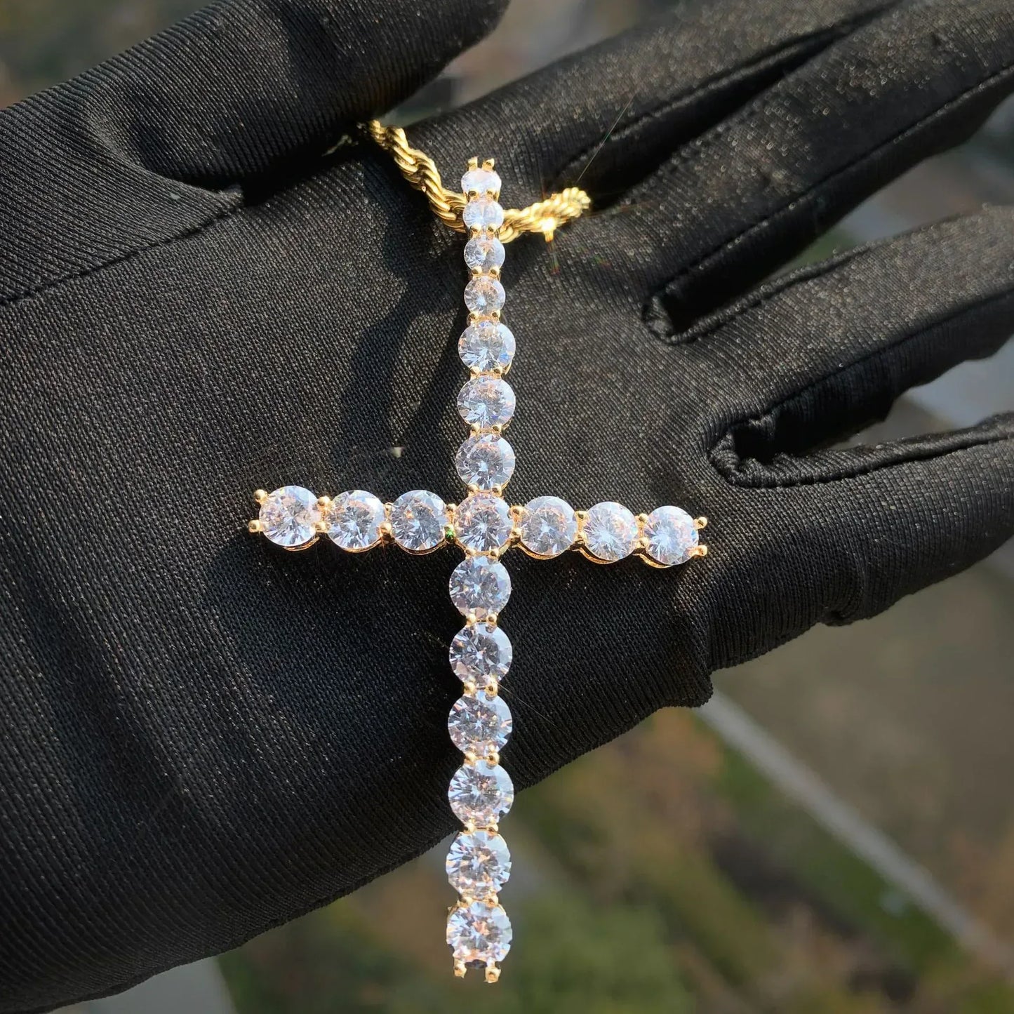 AAA CZ Cross Pendant Necklace | Men’s Hip Hop Streetwear Jewelry - CaratixJewelry