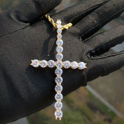 AAA CZ Cross Pendant Necklace | Men’s Hip Hop Streetwear Jewelry - CaratixJewelry