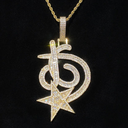 Iced Out 3D Star Pendant | Men's Real Copper CZ Necklace - CaratixJewelry