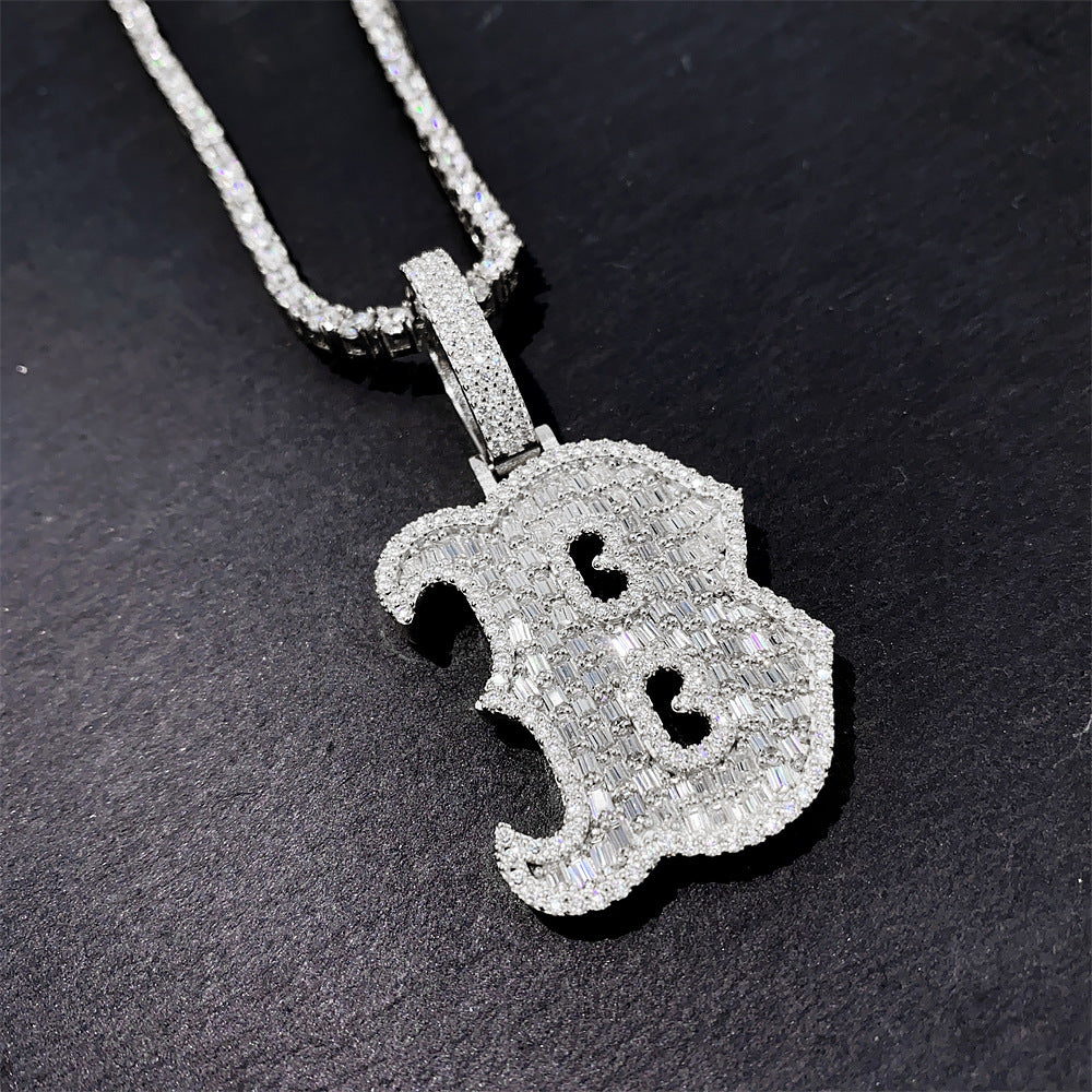 Iced Out Letter B Pendant | Men's Gold Plated Hip Hop Alphabet Charm | Caratix