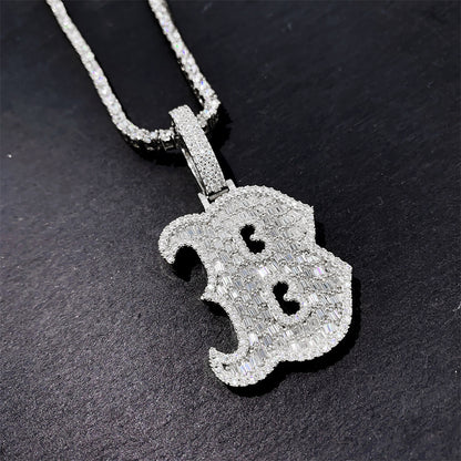 Iced Out Letter B Pendant | Men's Gold Plated Hip Hop Alphabet Charm | Caratix