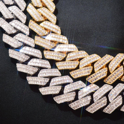 Double Row Step Cut Zircon Cuban Chain Necklace Gold Finish | Hip Hop Jewelry | Caratix Jewelry - CaratixJewelry