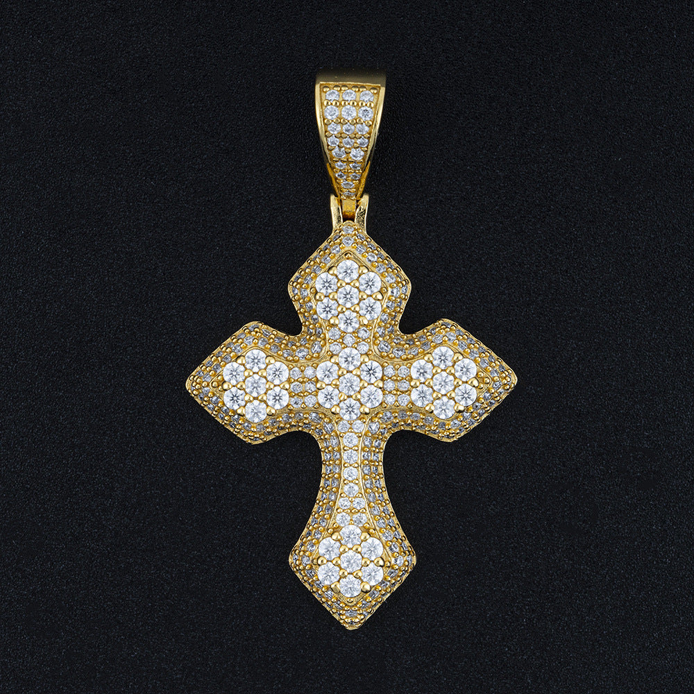 S925 Sterling Silver Moissanite Cross Pendant | Iced Out Cross for Tennis Chain | Caratix
