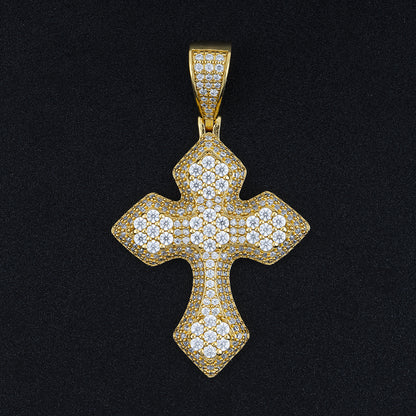 S925 Sterling Silver Moissanite Cross Pendant | Iced Out Cross for Tennis Chain | Caratix