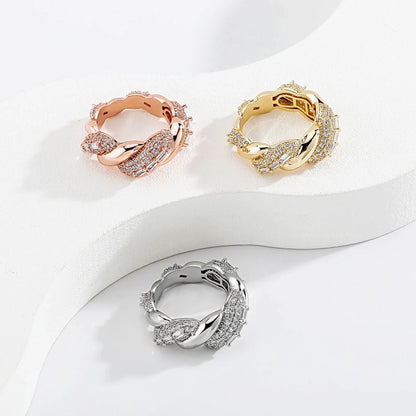 Twisted Rope Thorn Ring | Iced Out Micro-Pave Band | Caratix