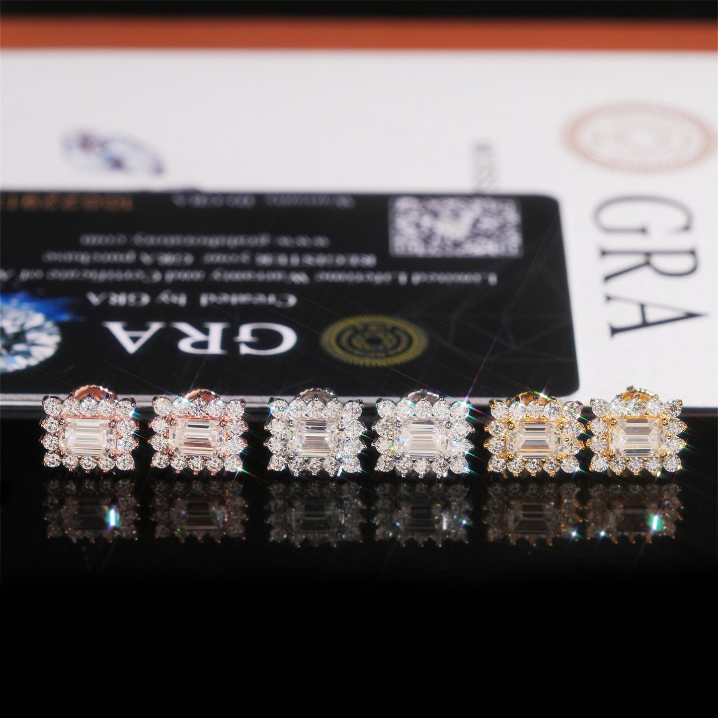Square Lace Moissanite Stud Earrings - Elegant S925 Silver Geometric Bling | Caratix