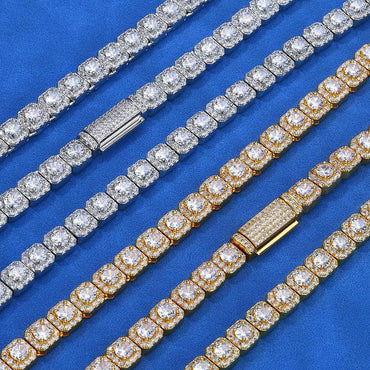 7mm Ice Cube Moissanite Cuban Link Chain – S925 Sterling Silver Iced-Out Hip Hop Men’s Luxury Streetwear Necklace - CaratixJewelry