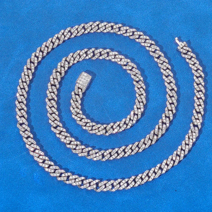 5mm Single-Row Moissanite Cuban Link Chain for Men – S925 Sterling Silver Luxury Hip Hop Necklace - CaratixJewelry