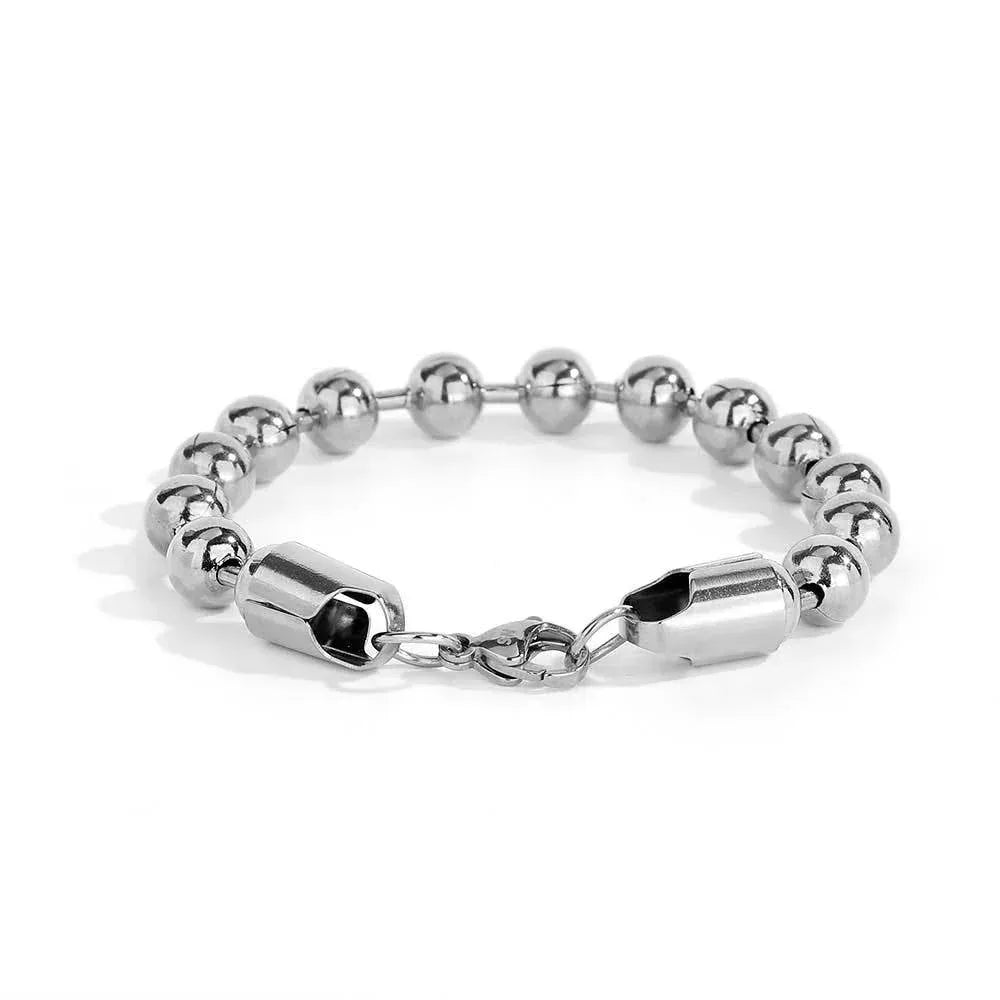 8mm Bead Chain Bracelet with Stainless Steel and 18K Gold for Men | Caratix Jewelry - CaratixJewelry