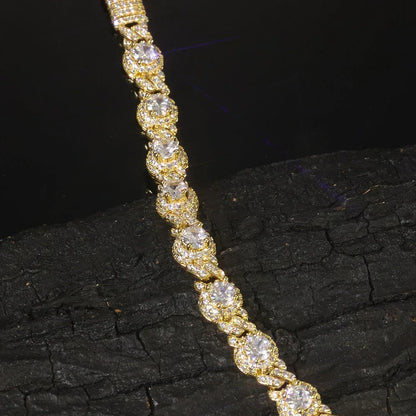 7.5mm Bead Cuban Bracelet Zircon Gold Chain Rapper Style for Men | Caratix Jewelry - CaratixJewelry
