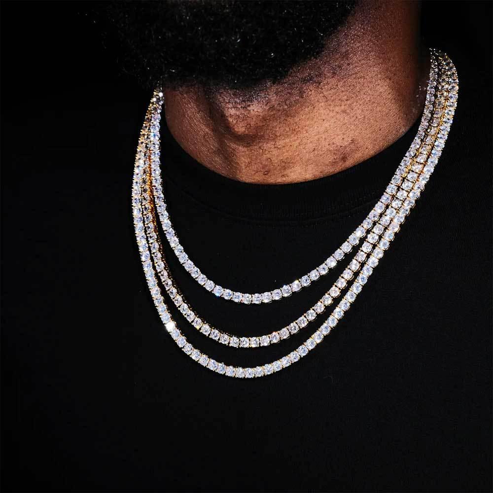 Hip Hop Bling Spring Clasp S925 Silver CZ Tennis Necklace – Luxury Women’s Jewelry | Caratix Jewelry - CaratixJewelry