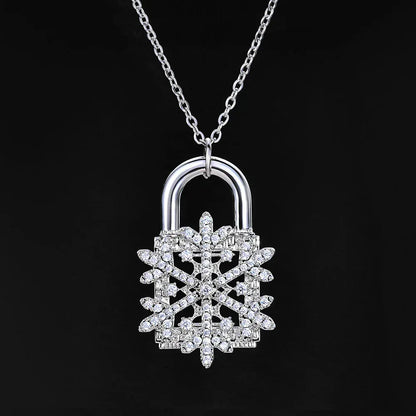 Lock Snowflake Pendant Necklace Zircon Hip Hop Jewelry for Women | Caratix Jewelry - CaratixJewelry