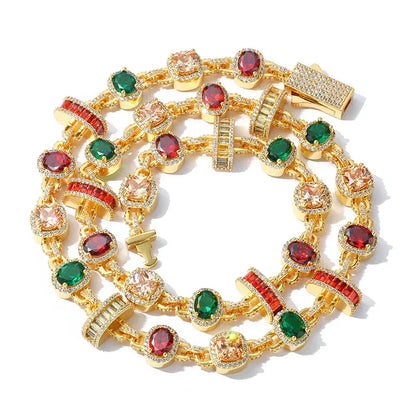 Colorful Gemstone Hip Hop Necklace for Men | Caratix Jewelry - CaratixJewelry