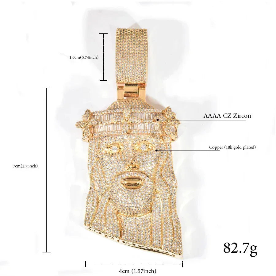 Iced Out Jesus Pendant Necklace for Men – Hip Hop CZ Streetwear Jewelry - CaratixJewelry