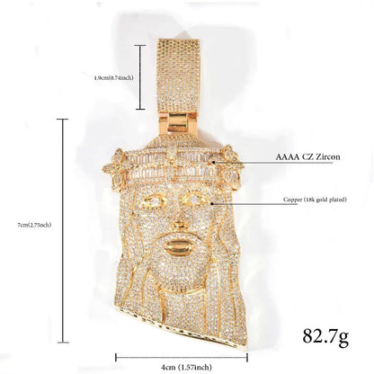 Iced Out Jesus Pendant Necklace for Men – Hip Hop CZ Streetwear Jewelry - CaratixJewelry