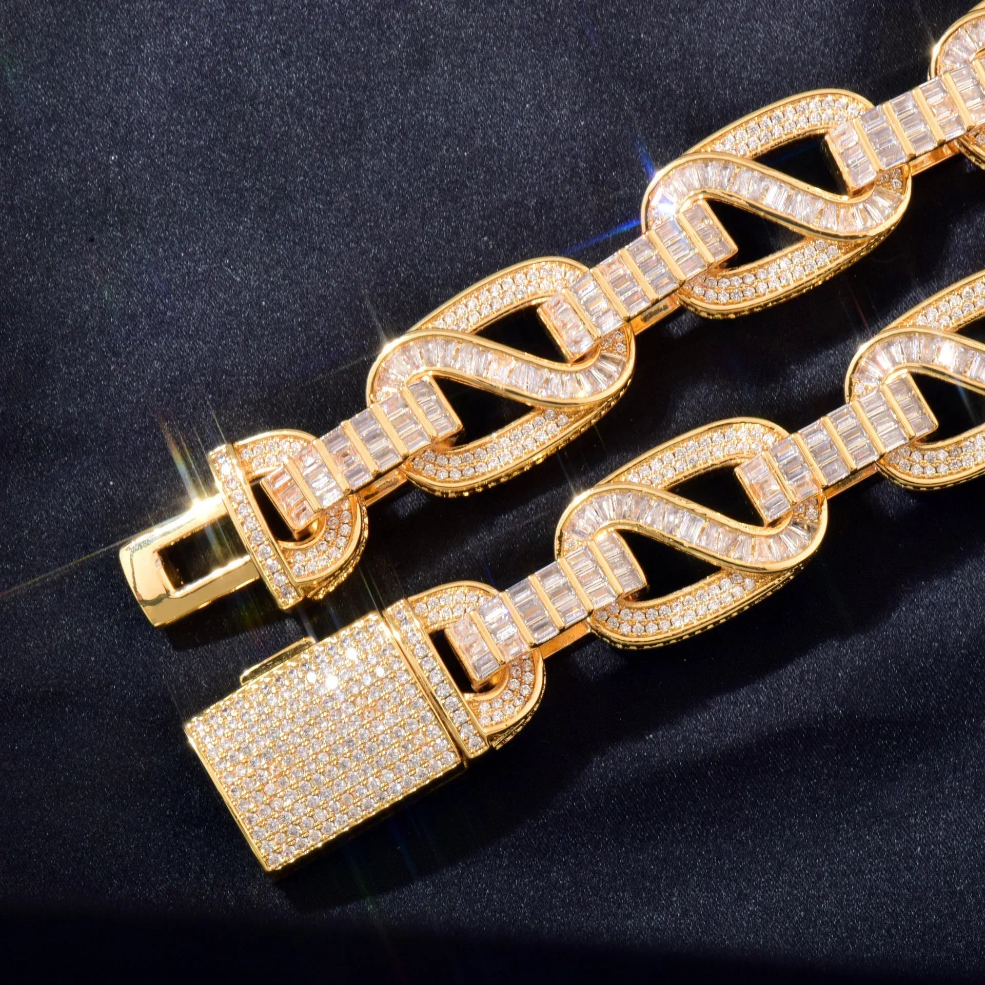 18mm Iced Out T-Shape Mixed Zircon Cuban Chain Necklace - CaratixJewelry