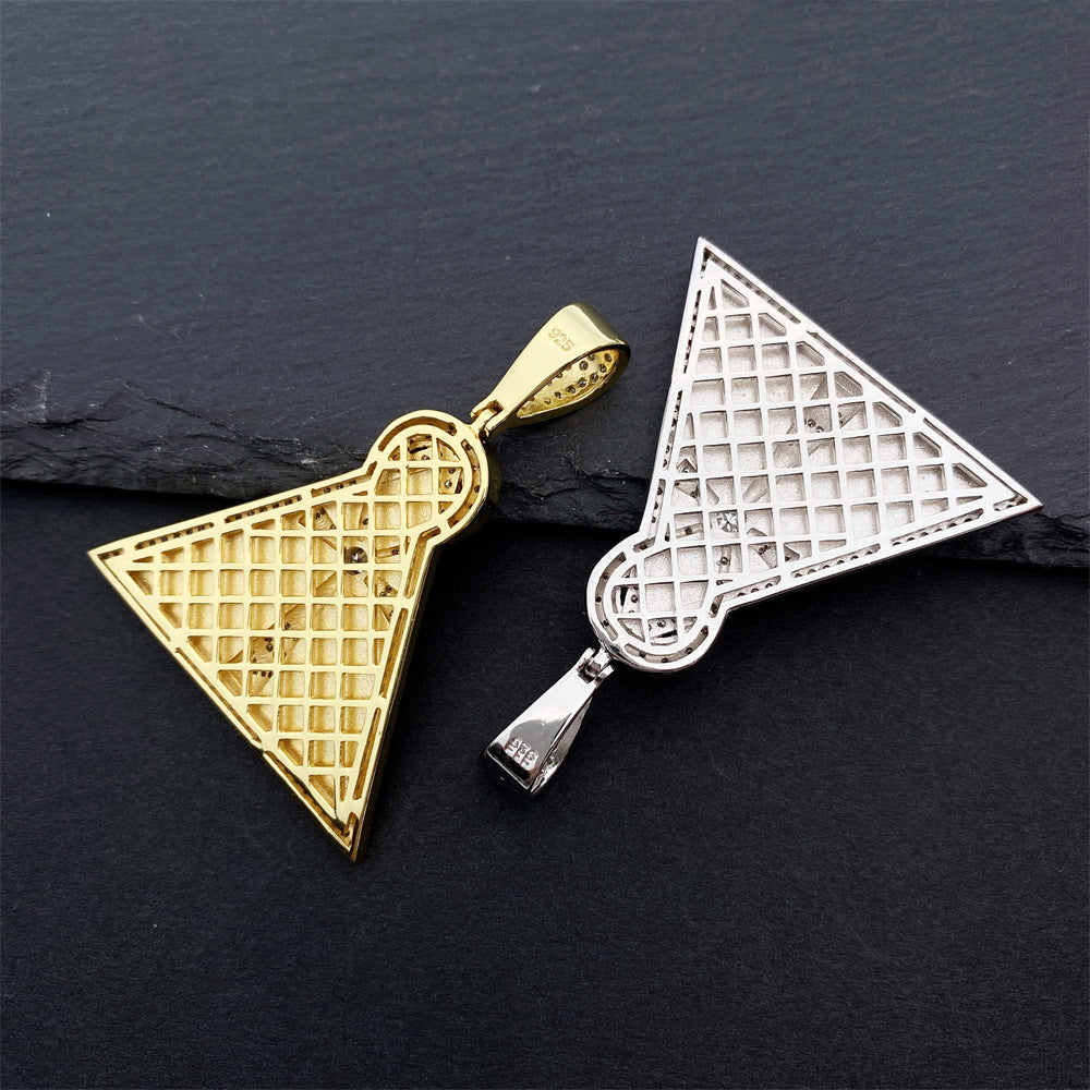 S925 Sterling Silver Moissanite Pyramid Pendant | Iced Out Egyptian Charm | Caratix