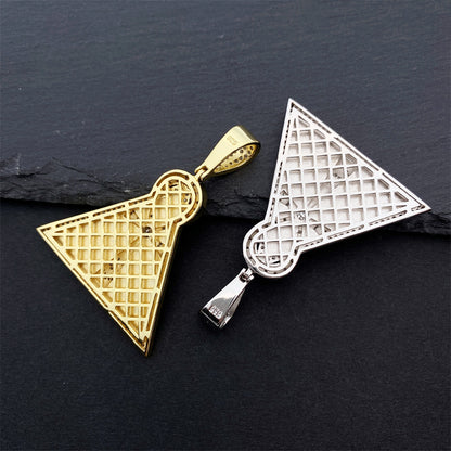 S925 Sterling Silver Moissanite Pyramid Pendant | Iced Out Egyptian Charm | Caratix