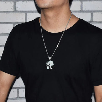 Men's Wealth Symbol Necklace | Premium Copper CZ Prosperity Jewelry - CaratixJewelry