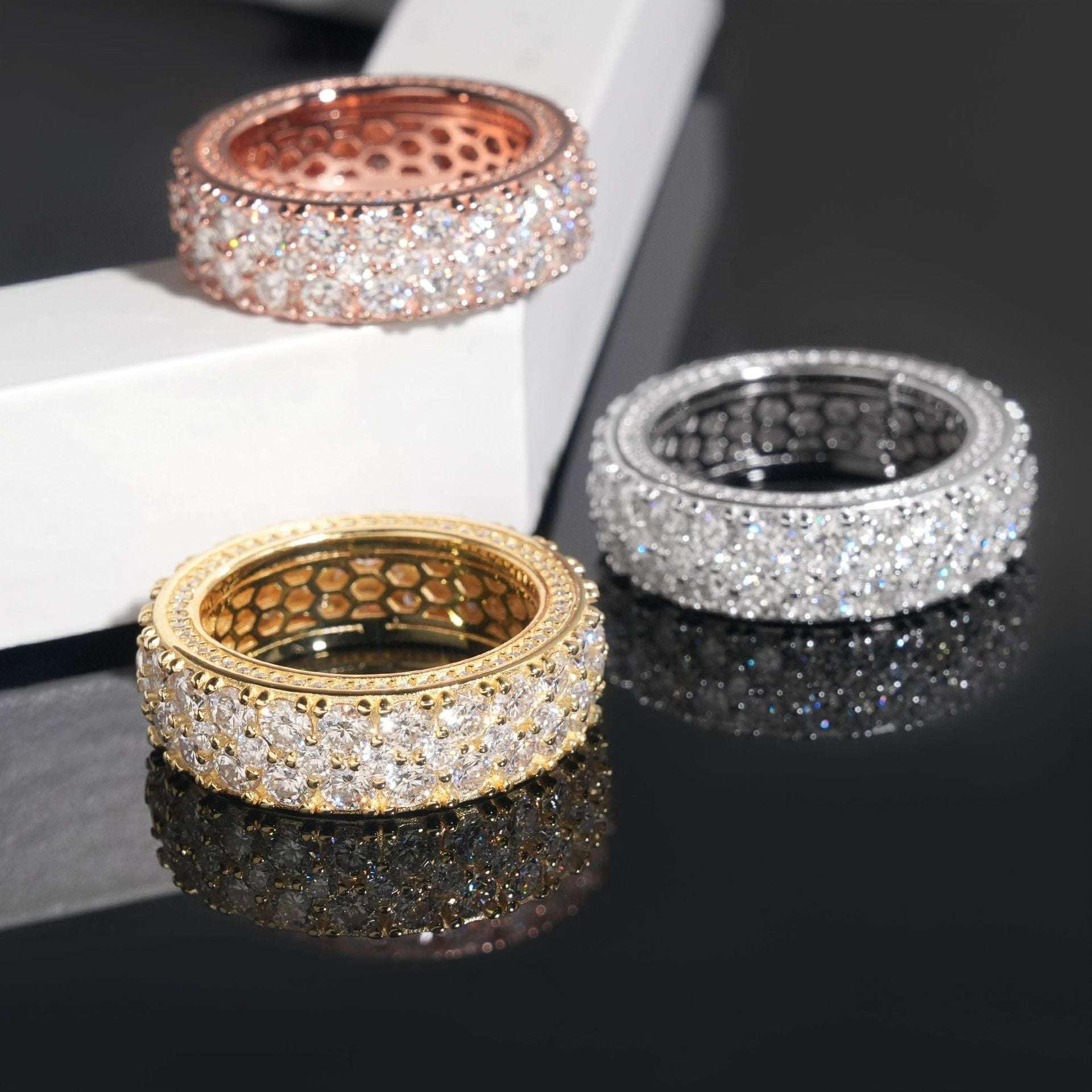 D-Color VVS Moissanite Band Ring | S925 Silver Unisex Iced Out Fashion Jewelry - CaratixJewelry