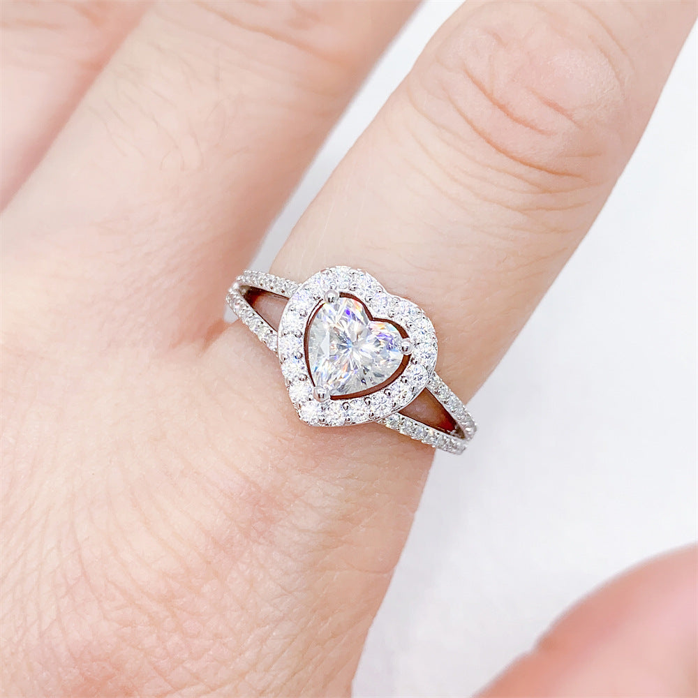 Romantic 1 Carat Heart Shaped Moissanite Ring | S925 Silver D VVS1 Solitaire | Caratix
