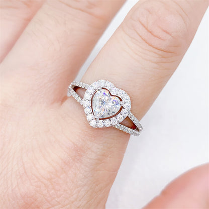 Romantic 1 Carat Heart Shaped Moissanite Ring | S925 Silver D VVS1 Solitaire | Caratix