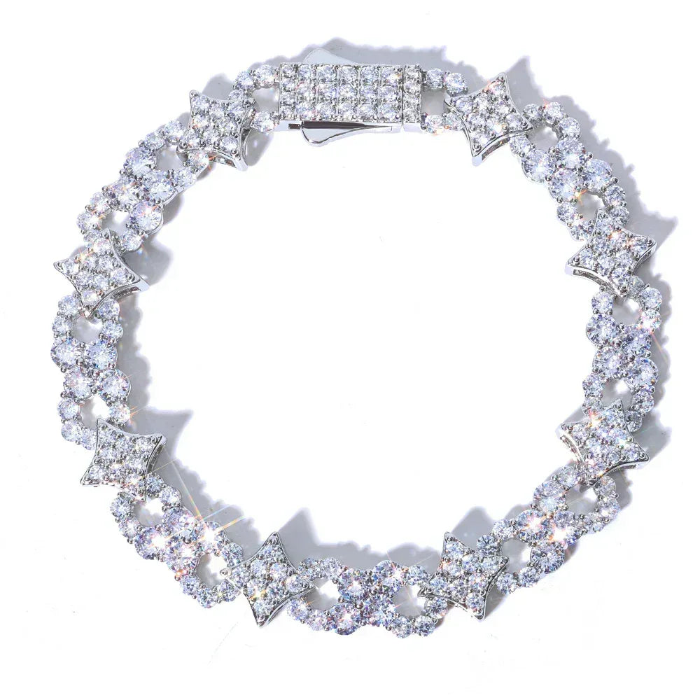 12mm Iced Out Star Figure 8 Bracelet Zircon Rapper Iced Out Chain Style | Caratix Jewelry - CaratixJewelry