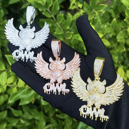 Vintage Eagle Spirit Pendant | Men's Retro Punk Necklace | Distressed Real Copper Hawk Charm - CaratixJewelry