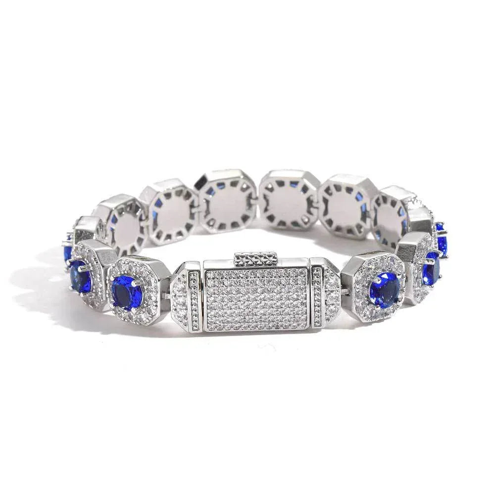 12mm Iced Out Candy Cuban Bracelet Colorful Zircon Hip Hop Jewelry for Men | Caratix Jewelry - CaratixJewelry