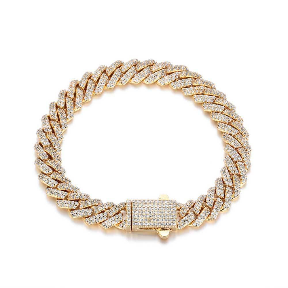 8mm Iced-Out Cuban Link Bracelet with -Shaped Zircon - CaratixJewelry