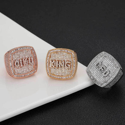 Custom DIY Alphabet Zircon Ring for Men | Trendy Hip Hop Jewelry with Copper Setting | Caratix Jewelry - CaratixJewelry