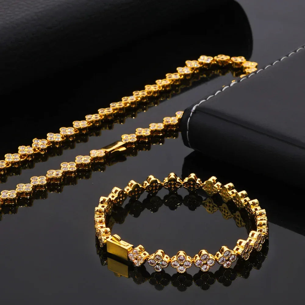 7mm Full Flower Link Bracelet Hip Hop Jewelry Rapper Iced Out Chain for Men | Caratix Jewelry - CaratixJewelry