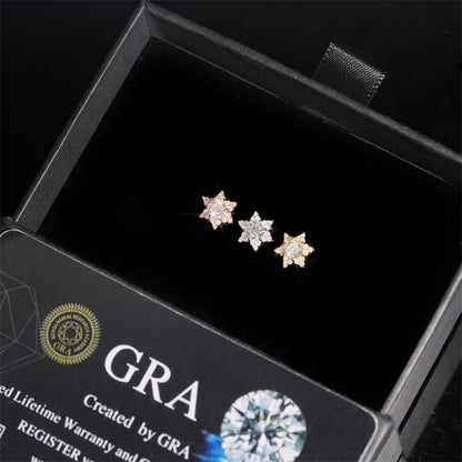 S925 Sterling Silver Flower Moissanite Stud Earrings | D Color VVS1 Floral Bling | Caratix