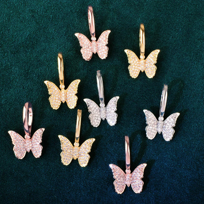 Mini Butterfly Pendant Necklace | CZ Hip Hop Unisex Streetwear Jewelry - CaratixJewelry